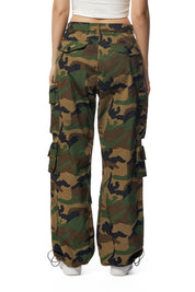 Wide Leg Cargo Pants - Wood Camo