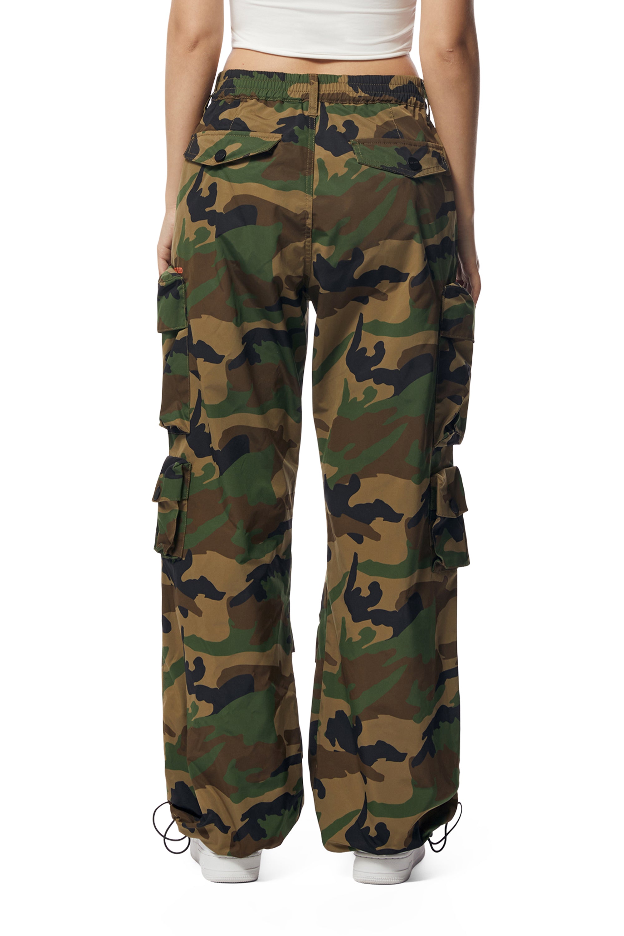 Wide Leg Cargo Pants - Wood Camo