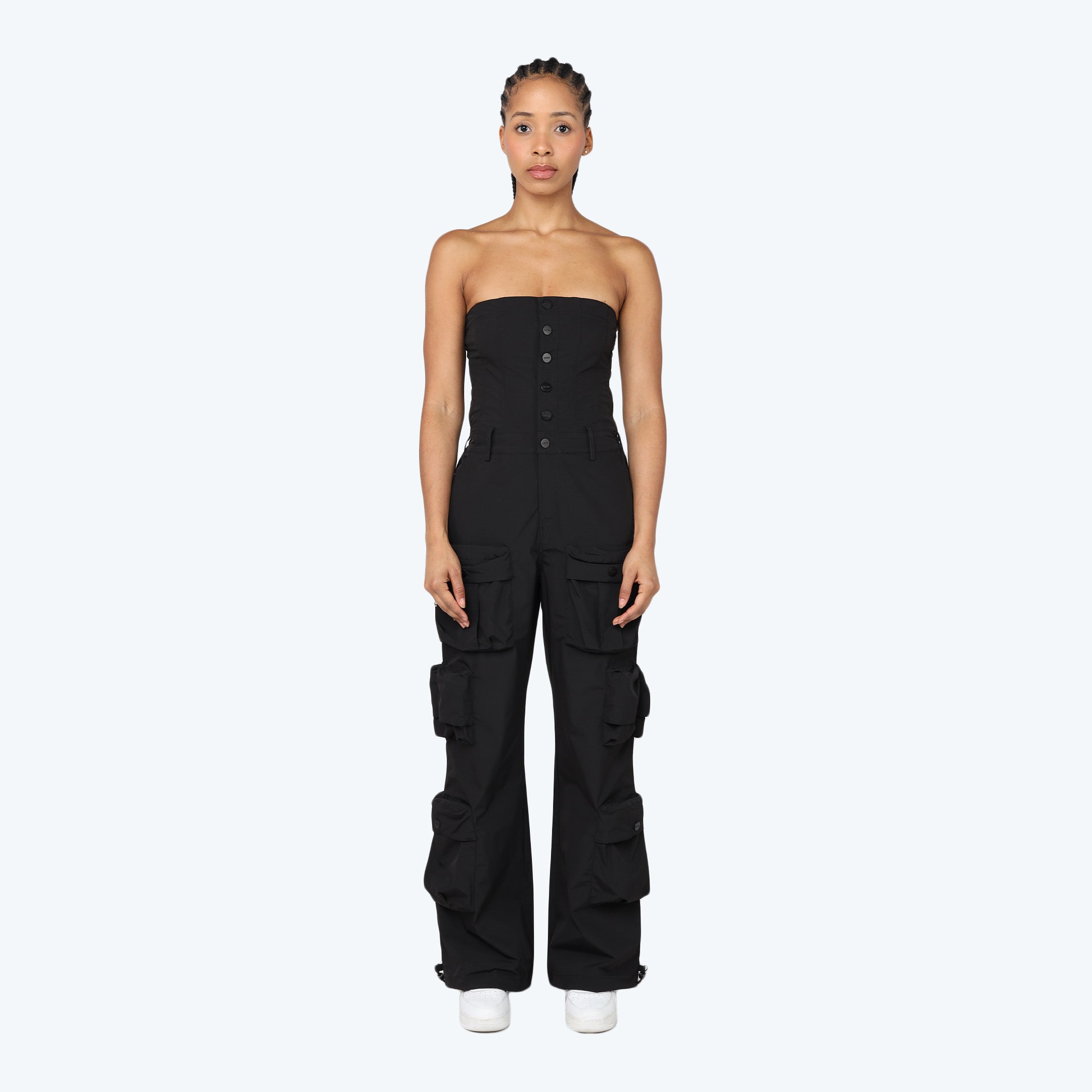 Tube Top Utility Windbreaker Jumpsuit