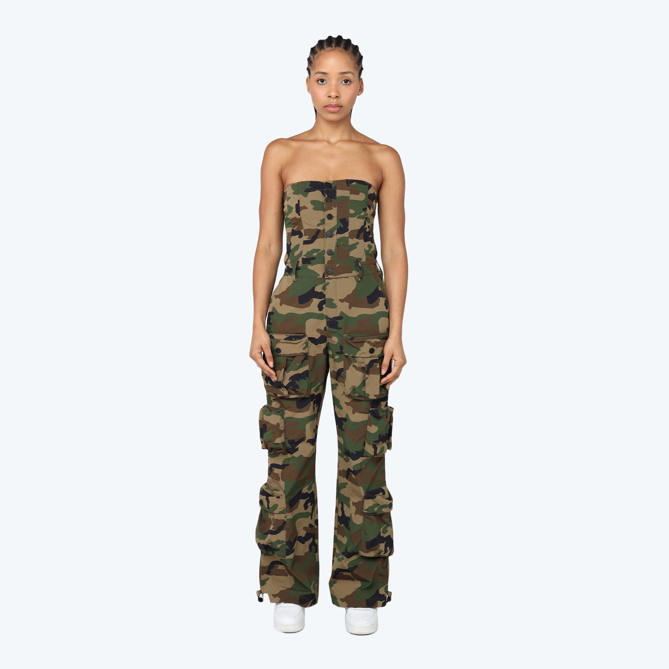 Tube Top Utility Windbreaker Jumpsuit
