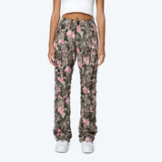 High Rise Side Pinched Stacked Pants - Blossom Tree Camo
