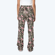 High Rise Side Pinched Stacked Pants - Blossom Tree Camo
