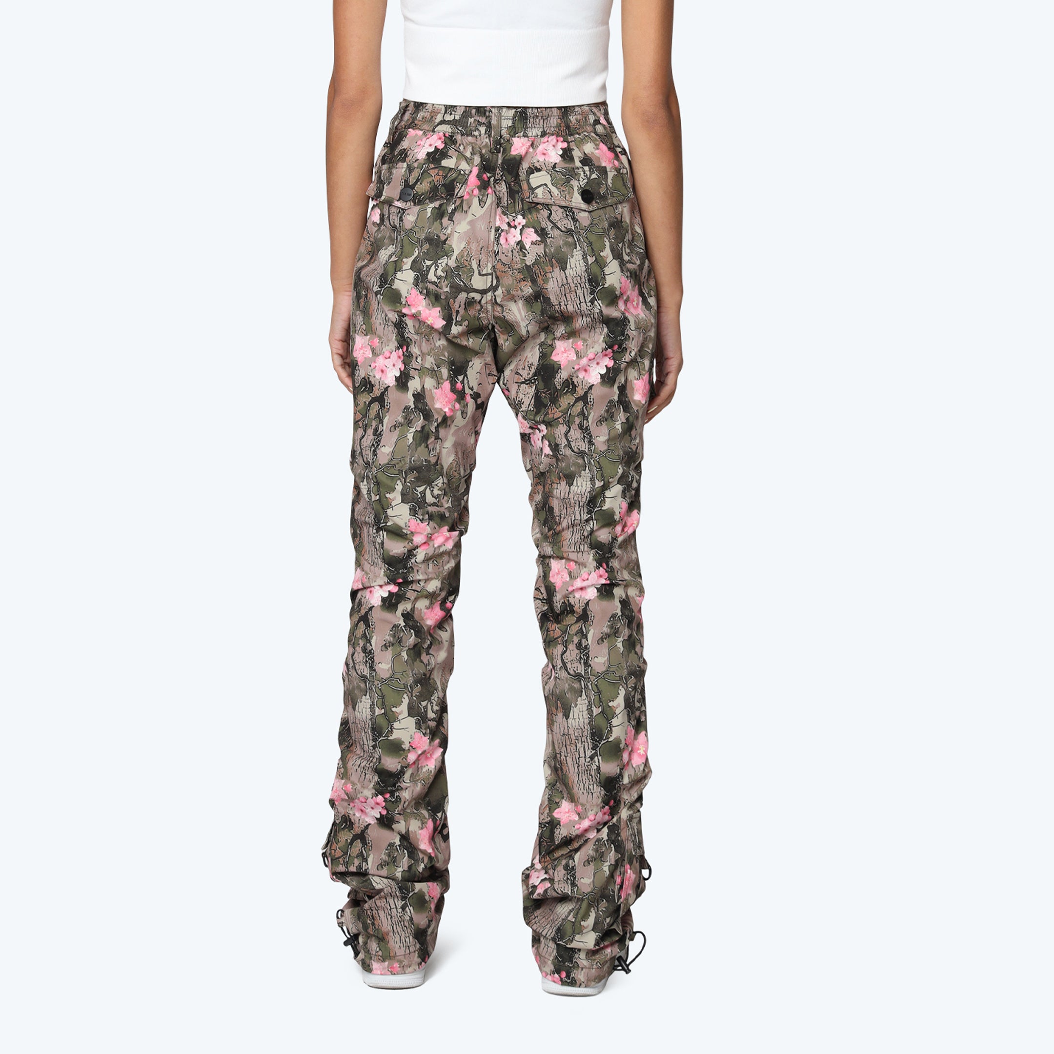 High Rise Side Pinched Stacked Pants - Blossom Tree Camo