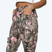 High Rise Side Pinched Stacked Pants - Blossom Tree Camo