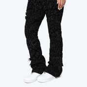 High Rise Side Pinched Stacked Pants - Safari Black