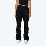 High Rise Side Pinched Stacked Pants - Safari Black