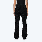 High Rise Side Pinched Stacked Pants - Safari Black