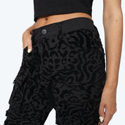 High Rise Side Pinched Stacked Pants - Safari Black