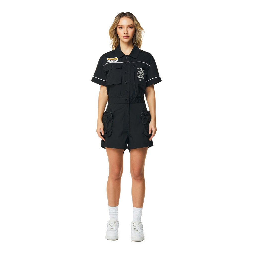 Smoke Rise RED Utility Romper - Black