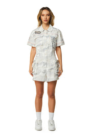 Utility Romper - Oatmeal Camo