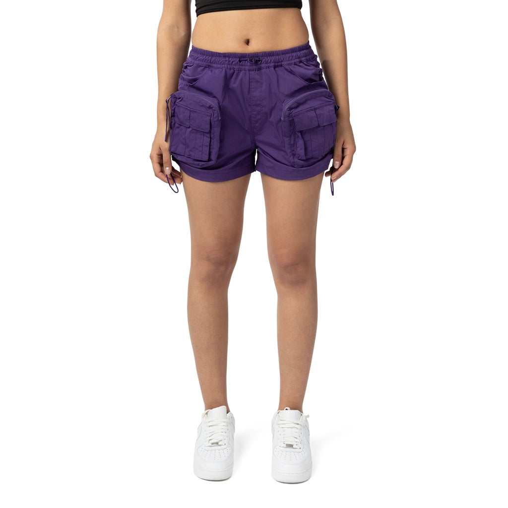 Smoke Rise RED Utility Shirring Shorts - Purple