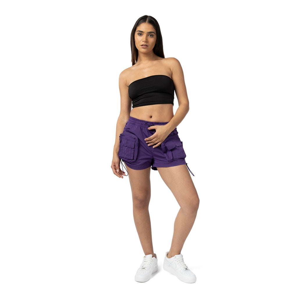 Smoke Rise RED Utility Shirring Shorts - Purple