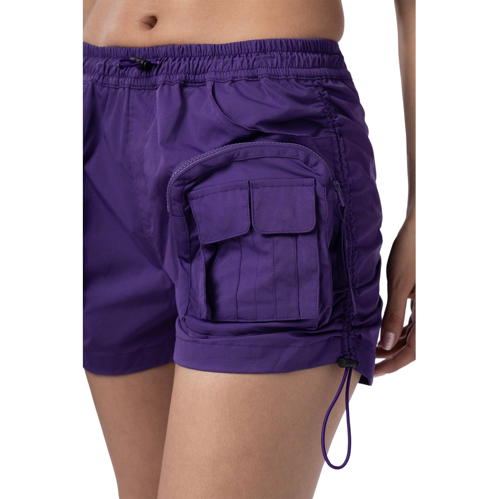 Smoke Rise RED Utility Shirring Shorts - Purple