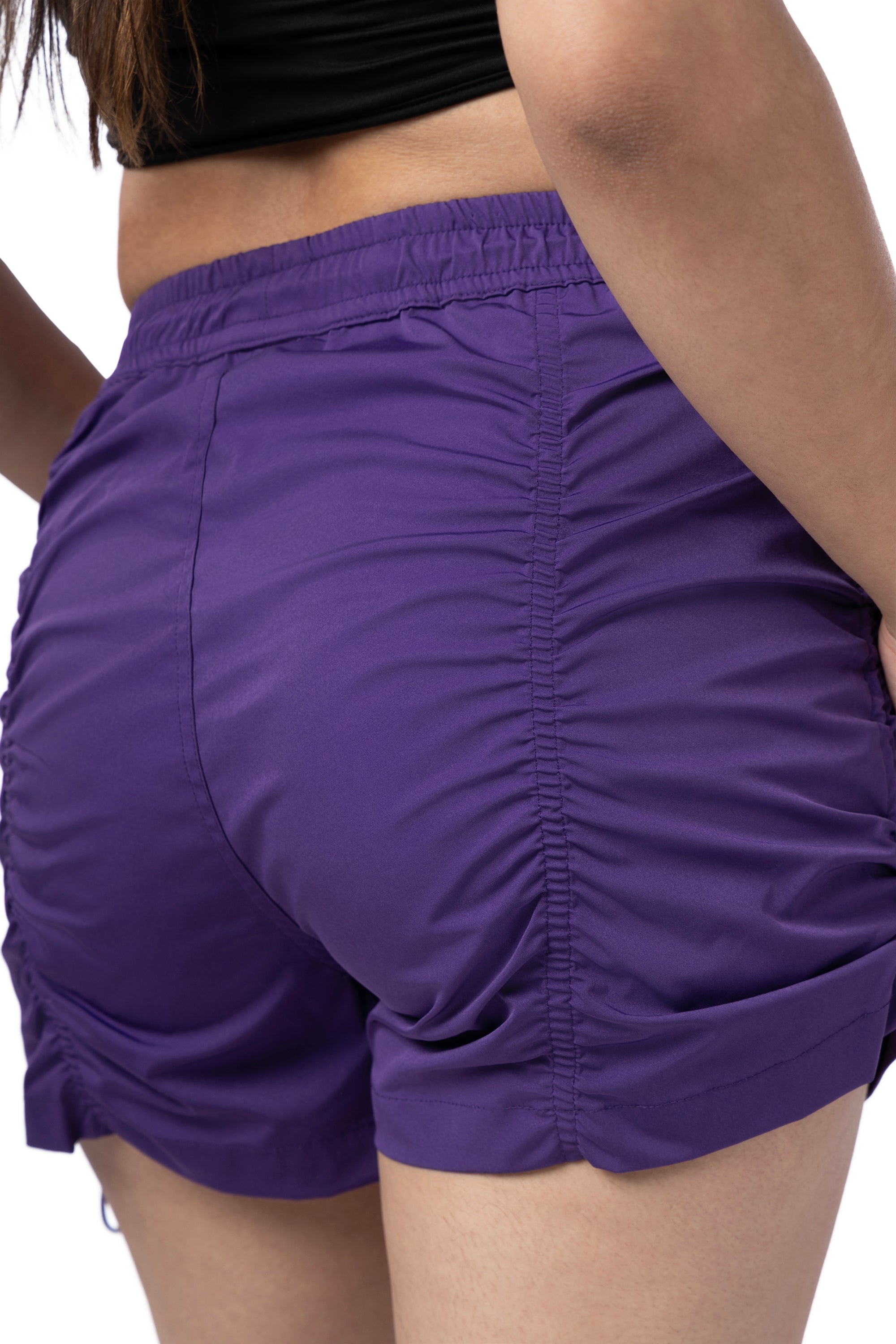 Utility Shirring Shorts - Purple