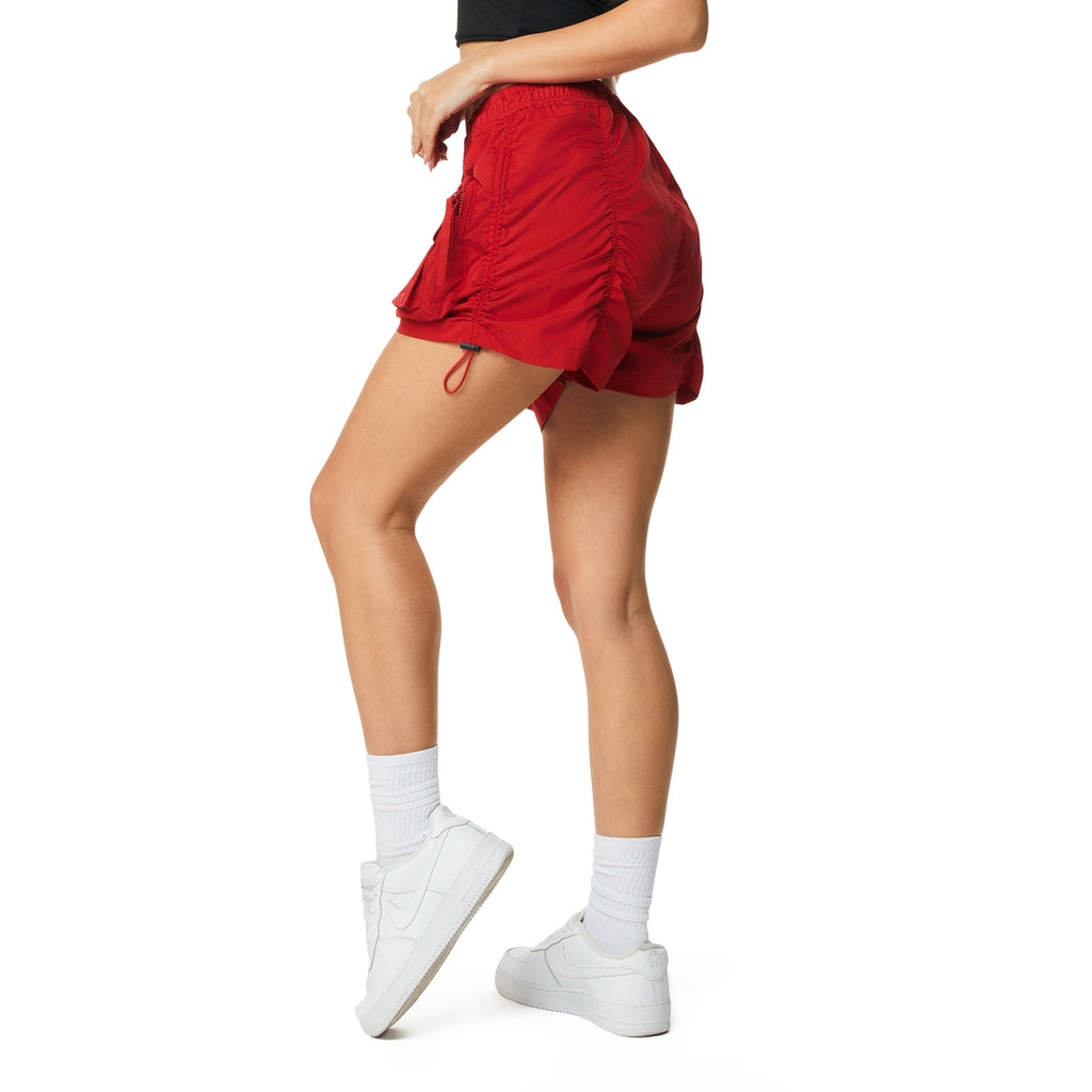 Smoke Rise RED Utility Shirring Shorts - True Red