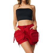 Smoke Rise RED Utility Shirring Shorts - True Red