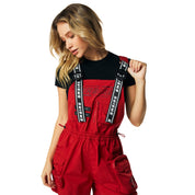 Smoke Rise RED Utility Overall Shorts - True Red