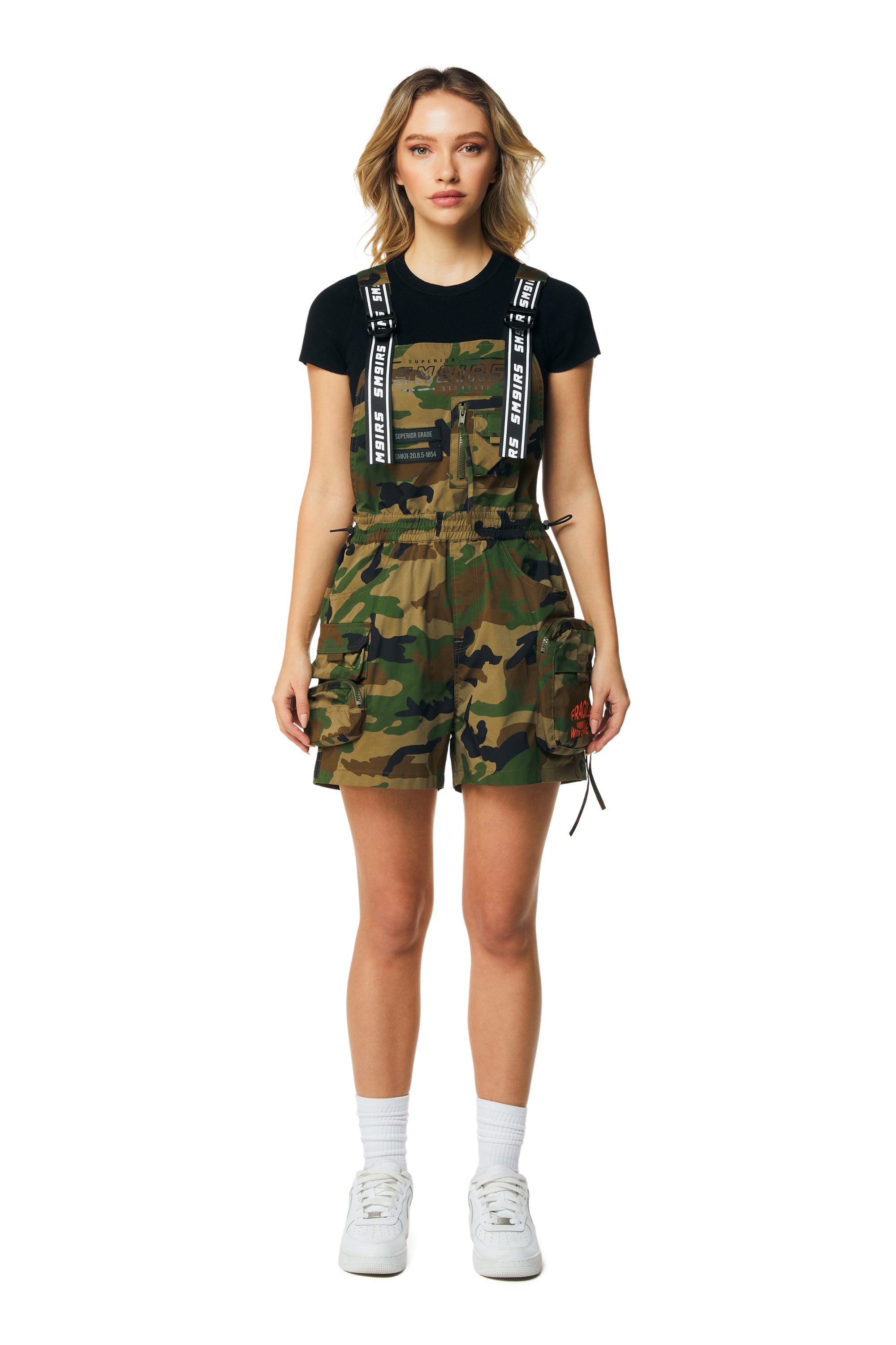 Utility Overall Shorts - Wood Camo