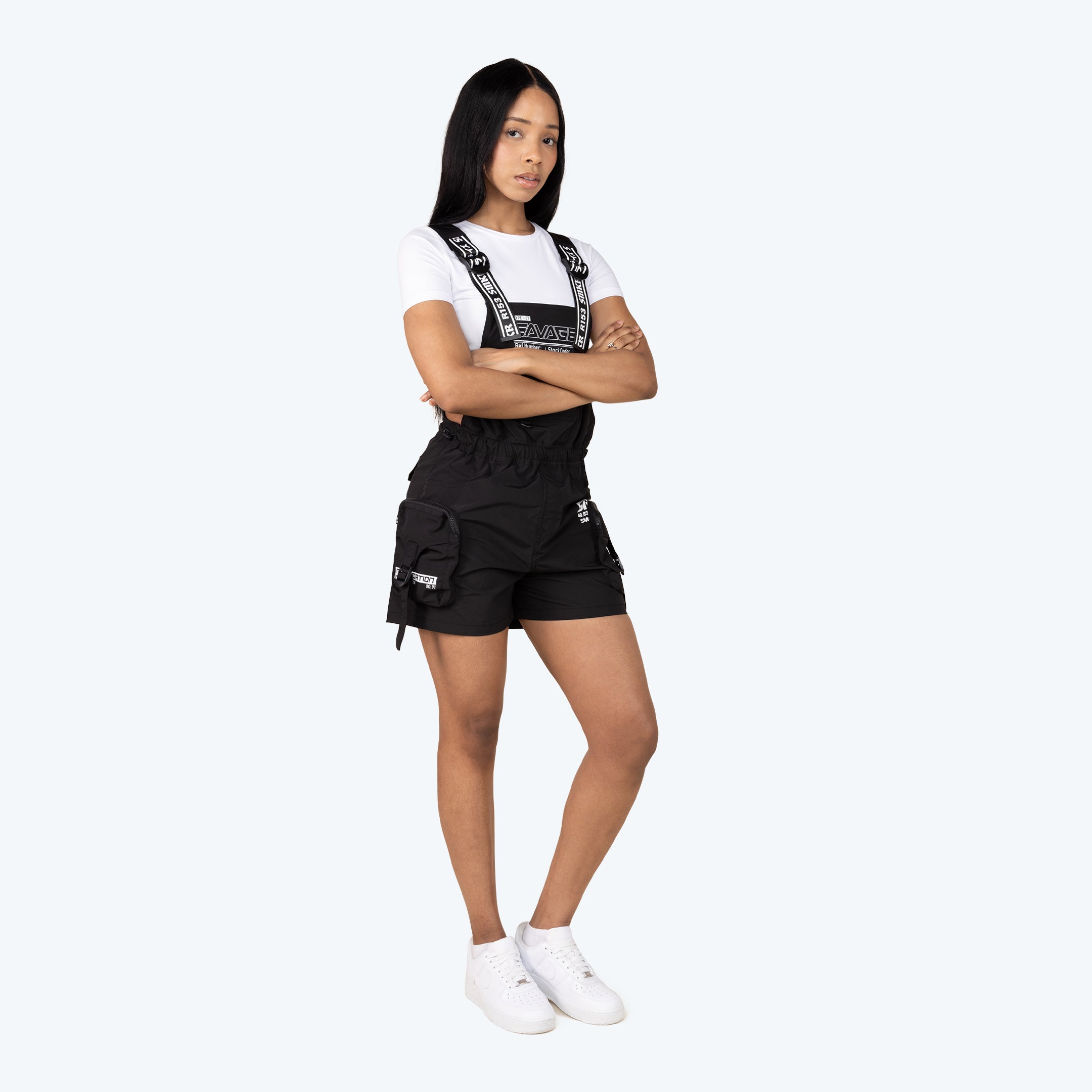 Utility Windbreaker Shortalls - Black