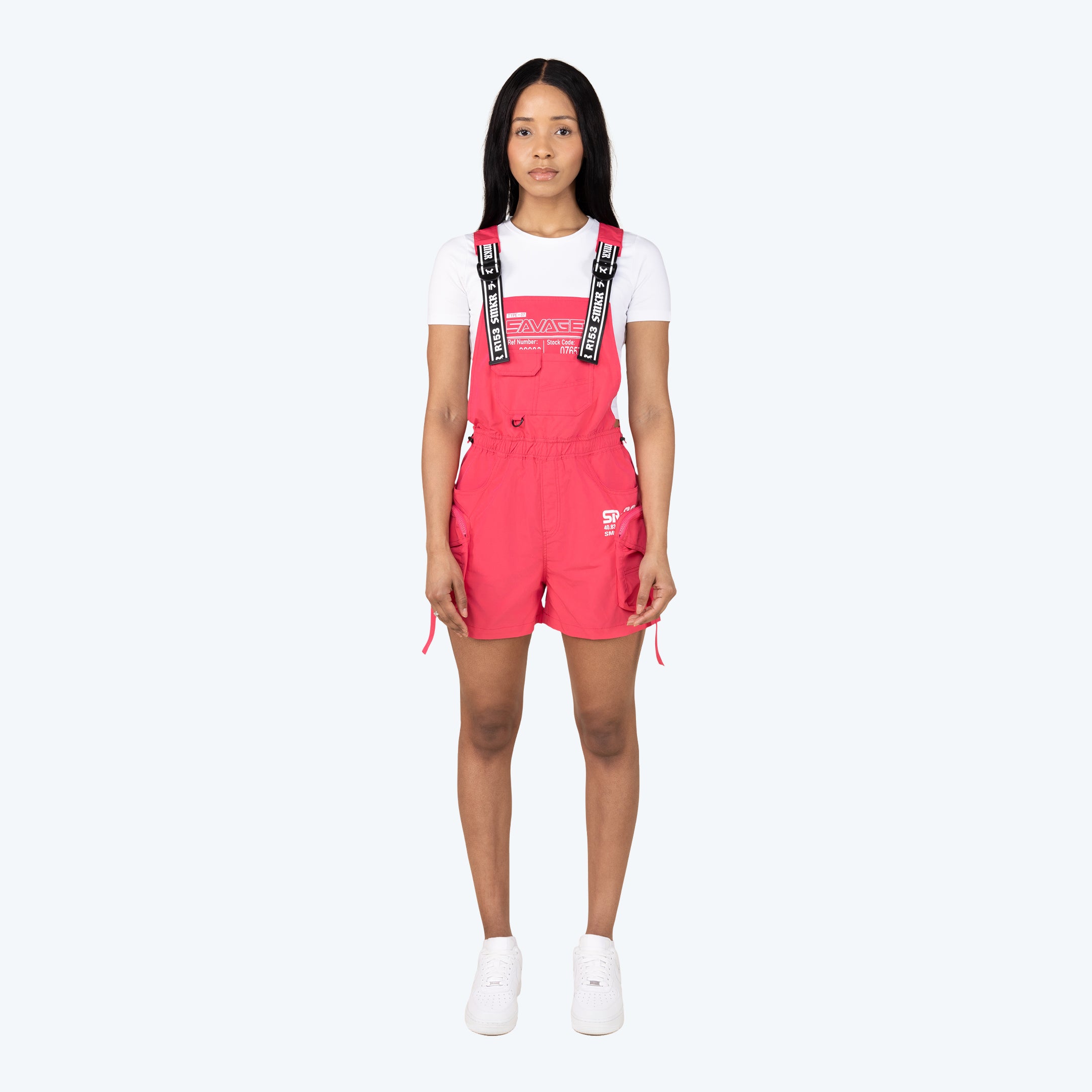 Utility Windbreaker Shortalls - Raspberry