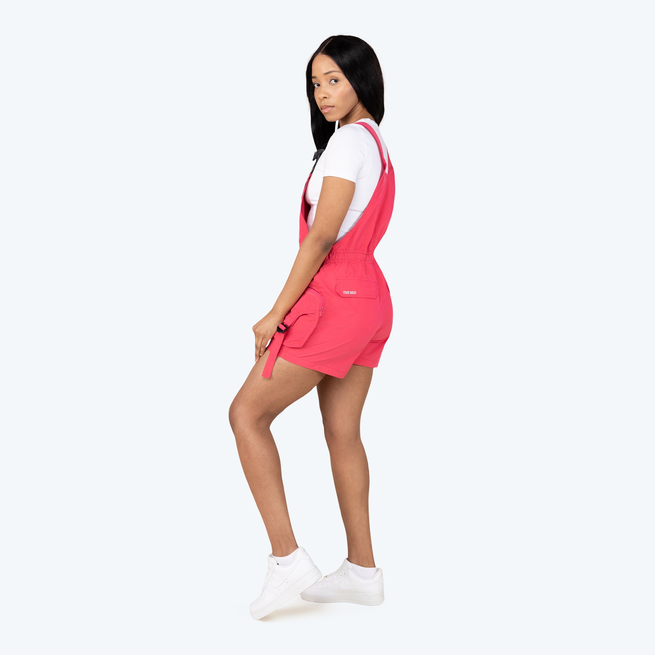 Utility Windbreaker Shortalls - Raspberry