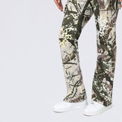 High Rise Stacked Dystopia Printed Cargo Twill Pants