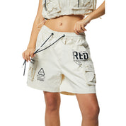 Smoke Rise RED Utility Slouched Shorts - Oatmeal