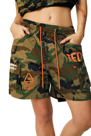 Utility Slouched Shorts - Wood Camo