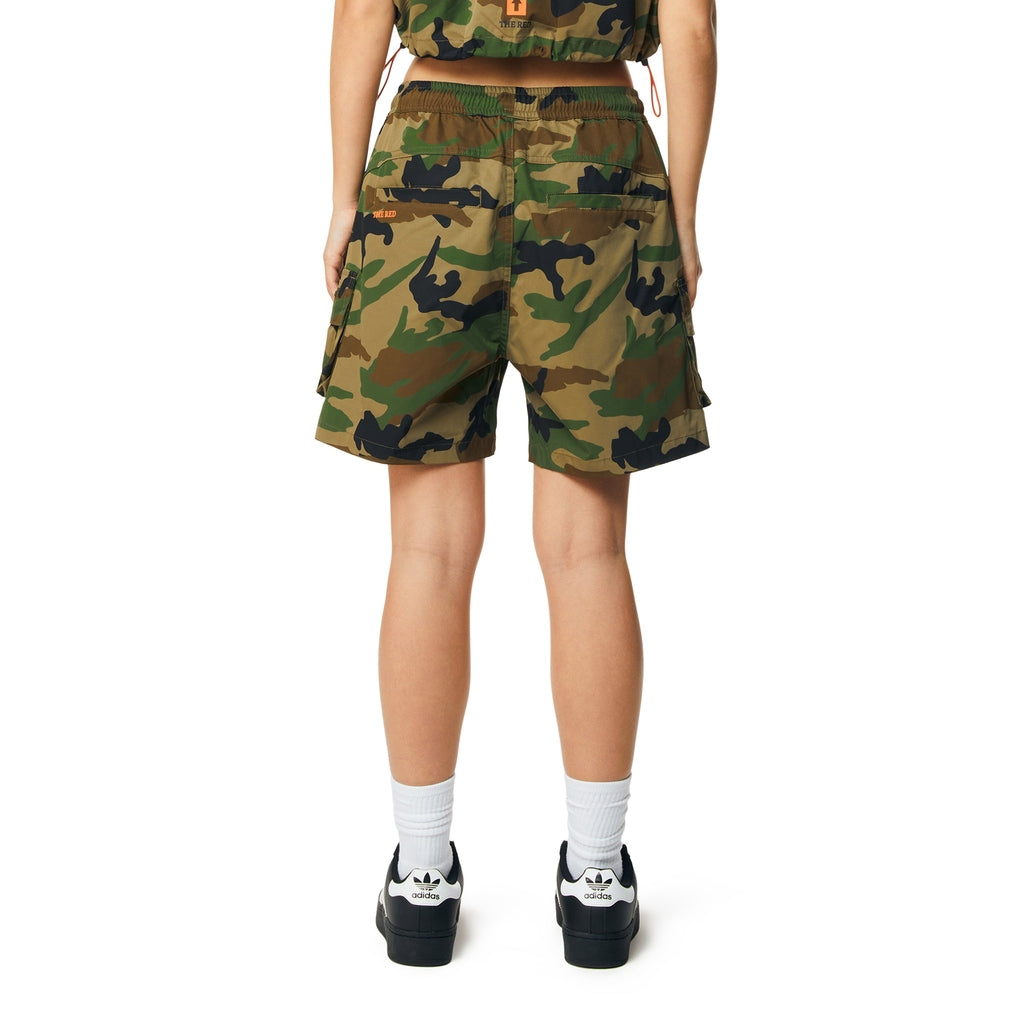 Smoke Rise RED Utility Slouched Shorts - Wood Camo