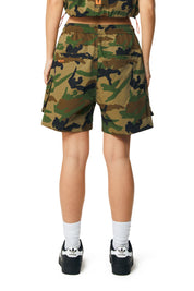 Utility Slouched Shorts - Wood Camo