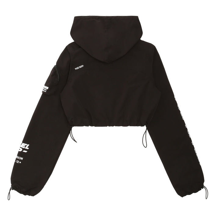 Cropped Windbreaker Full Zip Jacket