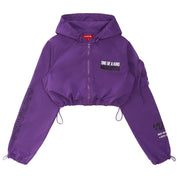 Smoke Rise RED Cropped Windbreaker Full Zip Jacket - Concord