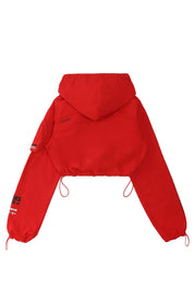 Cropped Windbreaker Full Zip Jacket - True Red