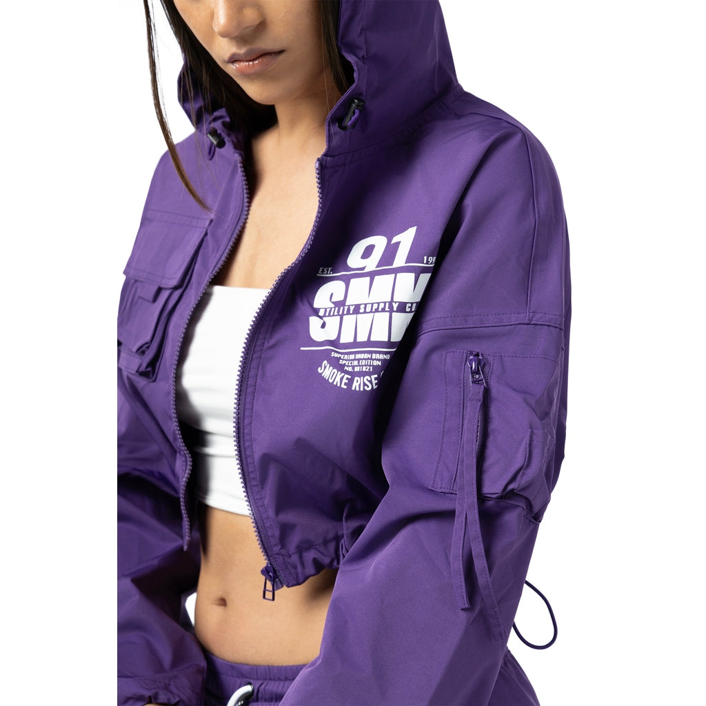 Smoke Rise RED Dropped Shoulder Utility Jacket - Muted Purple