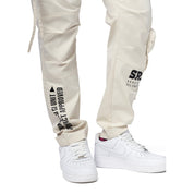 Smoke Rise RED Relaxed Slouch Utility Cargo Pants - Oatmeal