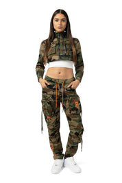 Smoke Rise RED Relaxed Slouch Utility Cargo Pants - Wood Camo
