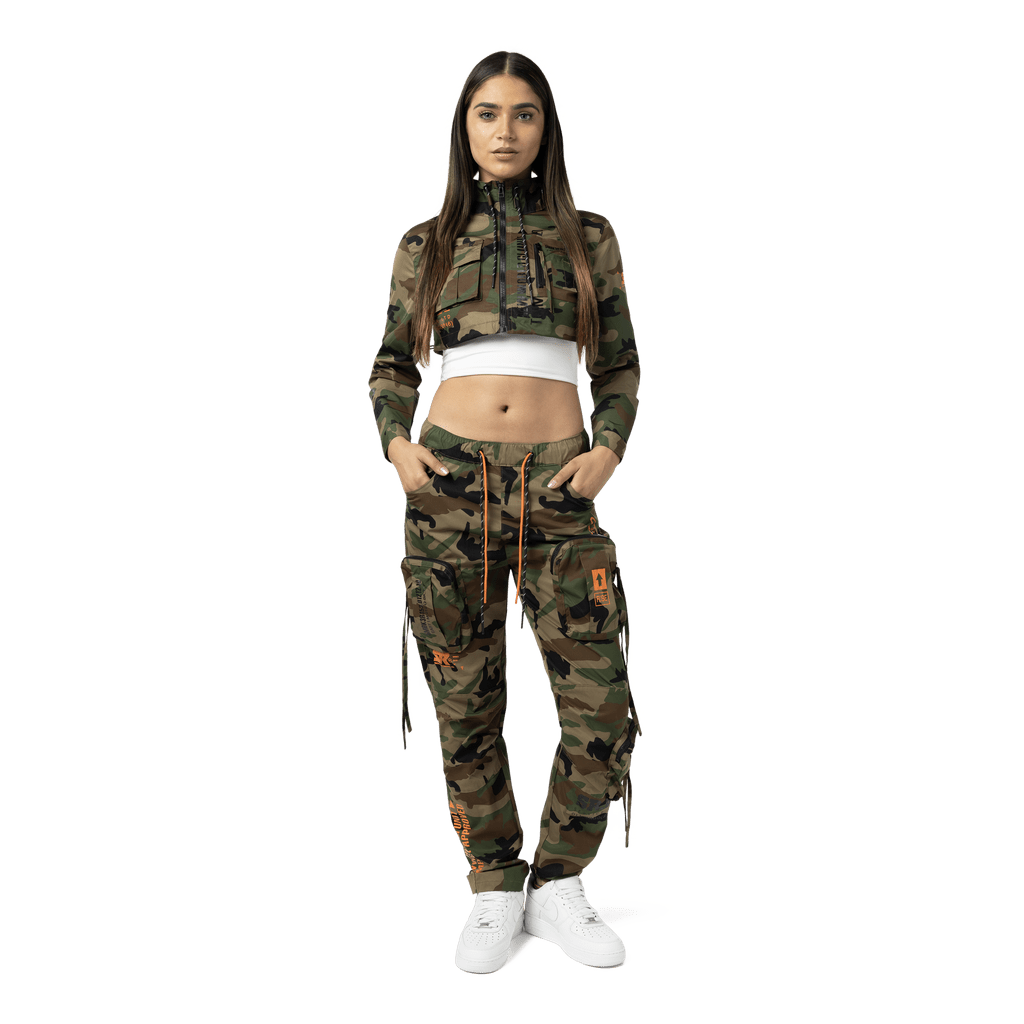 Smoke Rise RED Relaxed Slouch Utility Cargo Pants - Wood Camo