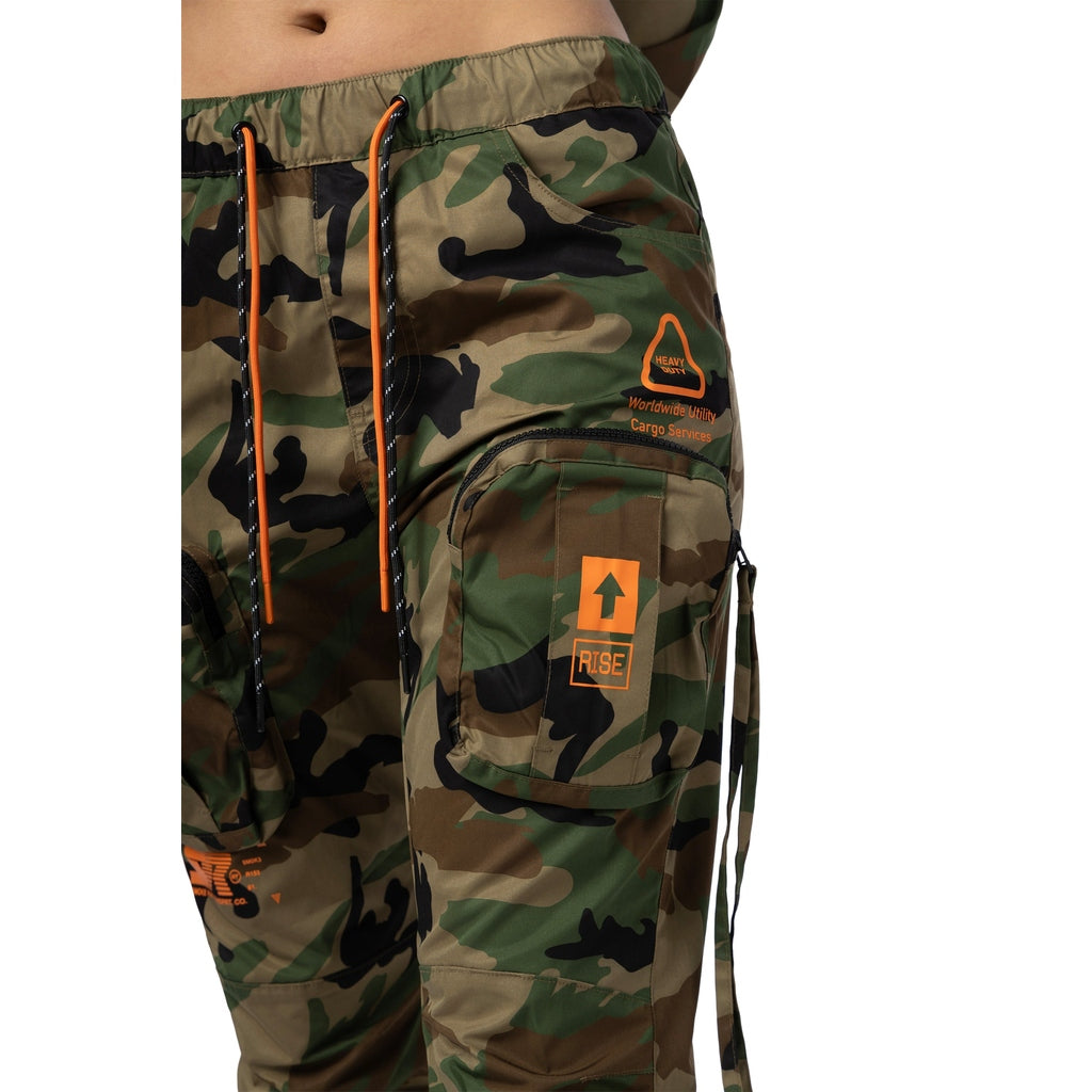 Smoke Rise RED Relaxed Slouch Utility Cargo Pants - Wood Camo