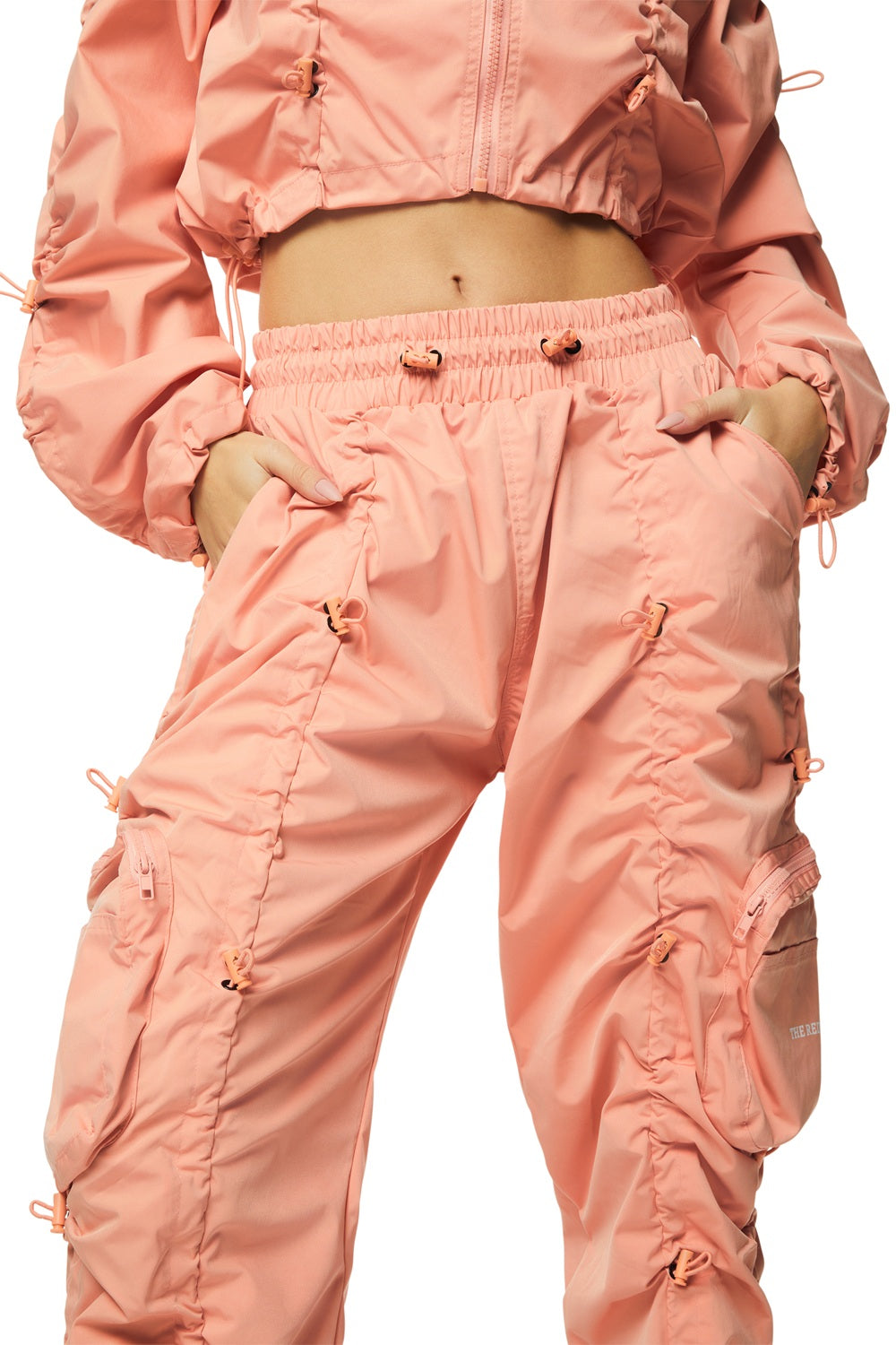 Smoke Rise RED High Rise Multi Bungee Joggers - Sand Coral