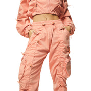 Smoke Rise RED High Rise Multi Bungee Joggers - Sand Coral