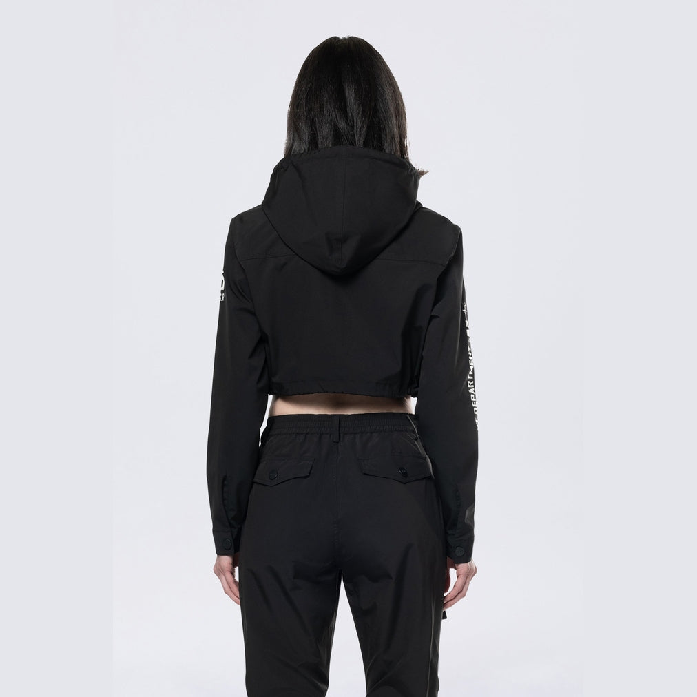 Smoke Rise RED Hooded Utility Full Zip Jacket - Black