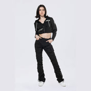 Smoke Rise RED Hooded Utility Full Zip Jacket - Black