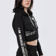 Smoke Rise RED Hooded Utility Full Zip Jacket - Black