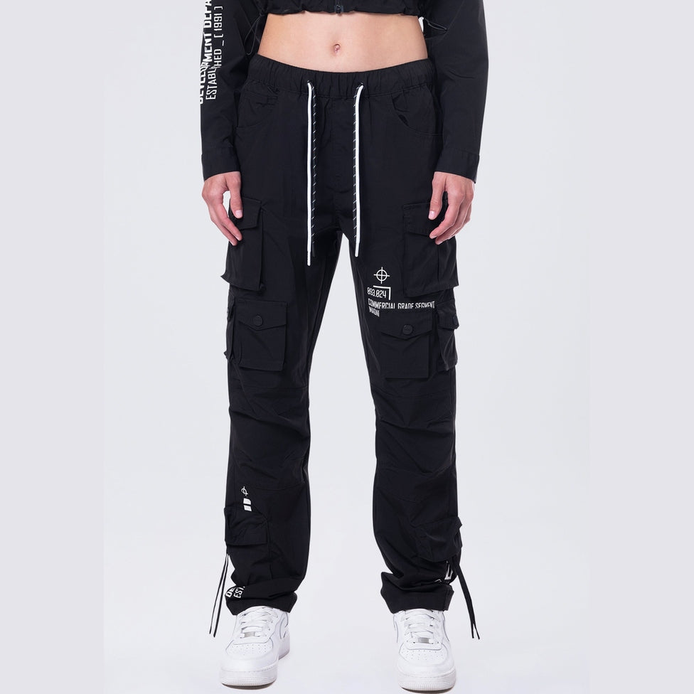Smoke Rise RED Relaxed Utility Slouched Pants - Black