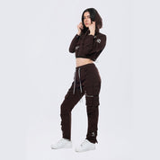 Smoke Rise RED Hooded Utility Full Zip Jacket - Espresso