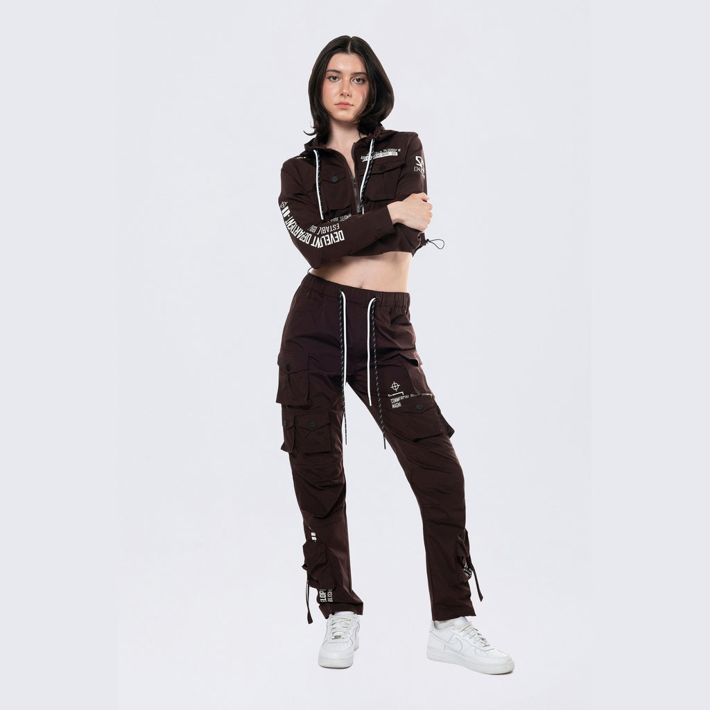 Smoke Rise RED Hooded Utility Full Zip Jacket - Espresso