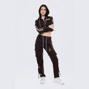Smoke Rise RED Hooded Utility Full Zip Jacket - Espresso