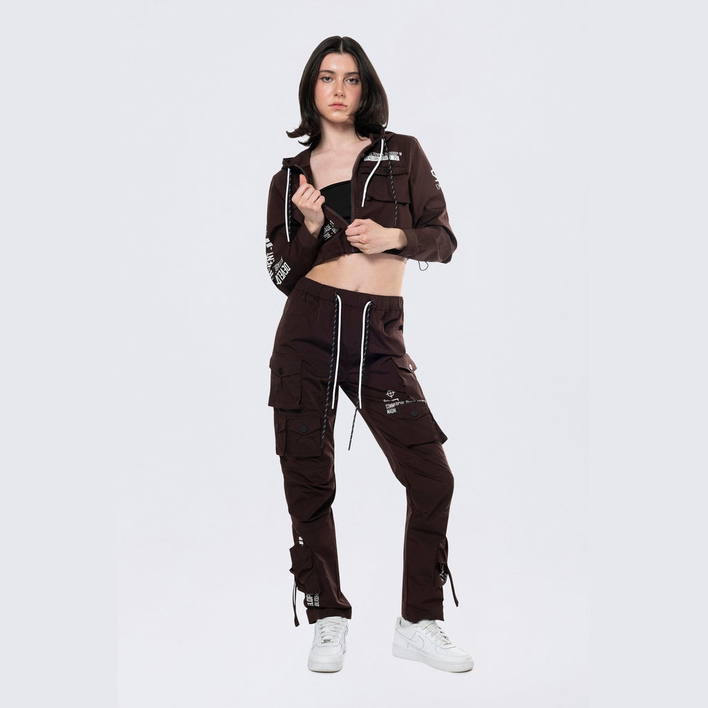 Smoke Rise RED Hooded Utility Full Zip Jacket - Espresso