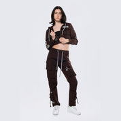 Smoke Rise RED Hooded Utility Full Zip Jacket - Espresso