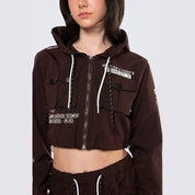 Smoke Rise RED Hooded Utility Full Zip Jacket - Espresso